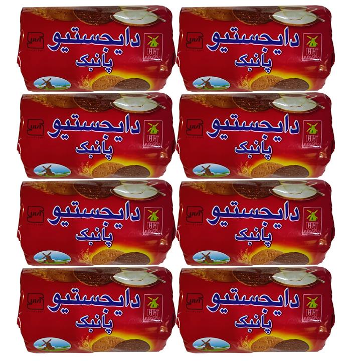 بیسکویت دایجستیو سبوس دار با روکش کاکائو آناتا - 220 گرم بسته 8 عددی